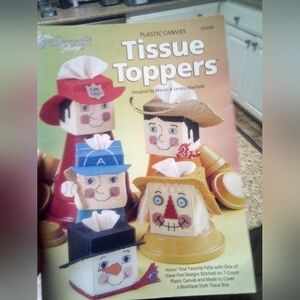 Vintage Plastic Canvas Tissue Topper Fireman Cowboy Snowman Scarecrow Baseball